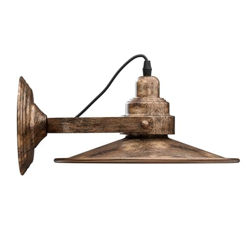 Image of LEDSone Modern Adjustable Swing Arm Wall Sconce Lamp Black with Gold Inner Flat Shade Wall Mounted Light Fixture for Bedroom, Living Room, Reading, Indoor Lighting (Brushed Copper)