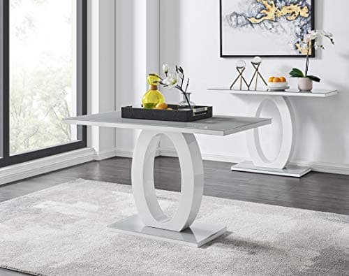 Image of Furniturebox UK - Giovani Modern Stylish Grey/White High Gloss Glass Dining Table and 4 Faux-Leather Modern Lorenzo Dining Chairs Set (Dining Table Only)