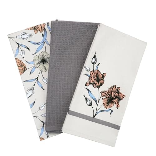 Image of SiXsigma Sports Pack of 3 Tea Towels For Kitchen - Premium Cotton Decorative Kitchen Towel Linen for Cooking, BBQ, Baking & Dish Drying - Ideal For Women & Men (Botanic Garden)