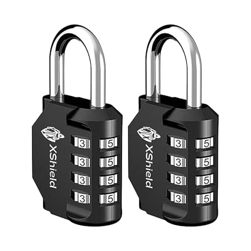 Image of XShield 4-Digit Combination Padlock | Heavy-Duty Keyless Lock with 10,000 Code Options | Weather Resistant Alloy Body | Ideal for Lockers, Gates, Gym, Outdoor & Travel – Black (Pack of 2)