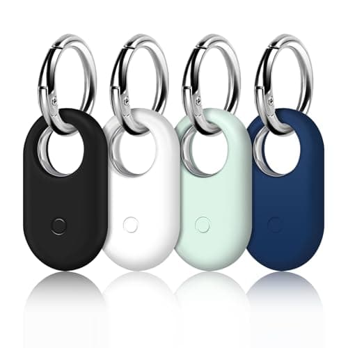 Image of LETREEN Smarttag2 Case, 4 Pack Silicone Smart Tag 2 Cases with Silver Keychain, Protective Cases Cover for Samsung Galaxy Smart Tag 2