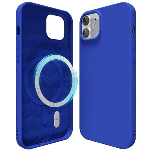 Image of oakxco Silicone Case for iPhone 12 Pro/ 12 Case Magnetic, Compatible with Magsafe Wireless Charging, Slim Thin Soft Rubber Gel, Girly Cute Hard Mag Safe Cover for Women, Royal Blue