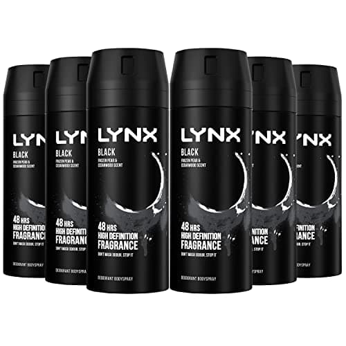 Image of Lynx Black Deodorant Body Spray, 150 ml, Pack of 6