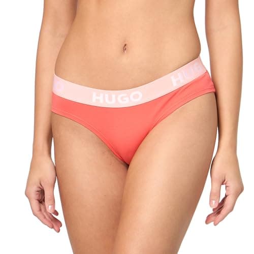 Image of HUGO Women's Bold Logo Cotton Stretch Brief, Peach Pink, L