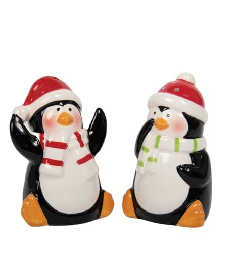 Image of Lesser & Pavey British Designed Salt and Pepper Sets | Salt and Pepper Shaker for All Type of Kitchens | Salt Shaker & Pepper Shaker Perfect for Home or Businesses - Christmas Penguin