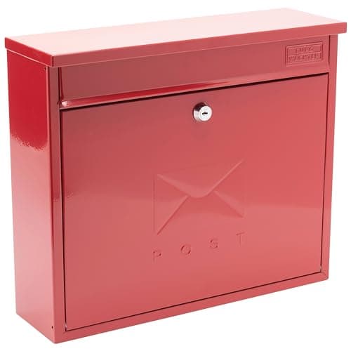Image of Burg-Wachter MB02R Red Elegance Wall Mounted Galvanised Steel Lockable Weatherproof Post Box - 36x31x10cm