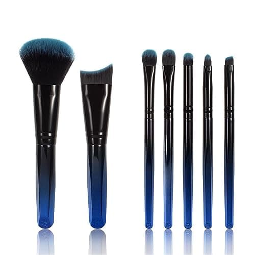 Image of 7pcs Mini Makeup Brush Set Gradient Color Portable Makeup Tools Travel Makeup Set Brushes (E 18cm)