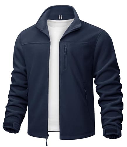Image of TACVASEN Men's Jacket Winter Tactical Jackets Fleece Outdoor Jacket Windproof Fishing Jackets with Zip Pocket (S, Navy Blue)