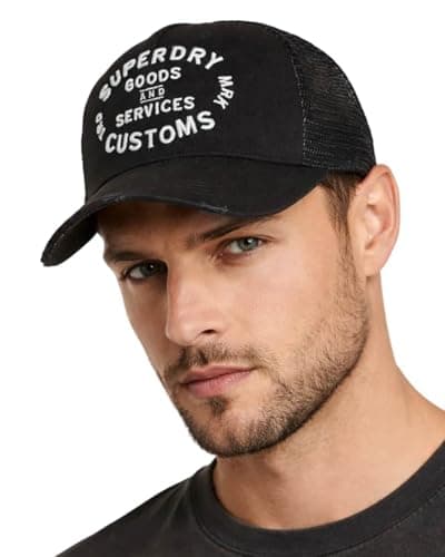 Image of Superdry Mens Mesh Trucker Cap (UK, Alpha, One Size, Black/Black)