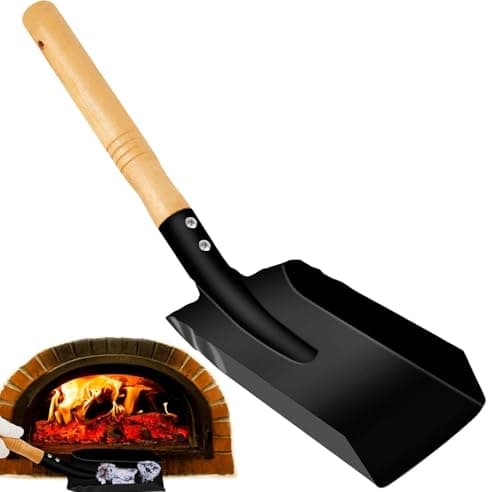 Image of Heavy-Duty MINI Metal Coal Shovel – Durable Steel Scoop with Comfortable Wooden Handle for Fireplace, Stove, Ash, Garden Wastes and Outdoor Use 37cm x 10cm (Small)