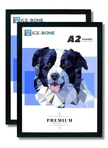 Image of A2 Picture Frame 59.4x42CM Posters & Pictures, Large A2 Frame With Strong & Clear Acrylic Sheet, This Elegant Photo Frame is perfect for Large Pictures (A2 Black - Pack of 2)
