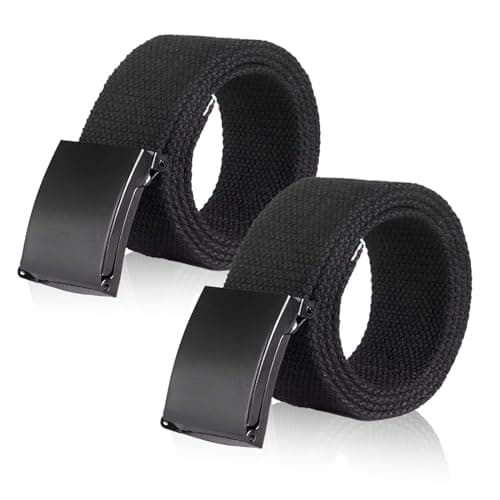 Image of KEYRI 2-Piece Men's Canvas Work Belts with Metal Buckle, Adjustable No-Holes, Lightweight Nylon Canvas, Suitable for Anywhere, Plus Length 135 cm