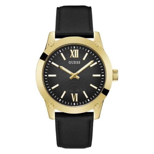 Image of GUESS Men's 44mm Watch, Black/Gold Tone/Black, One Size, Classic