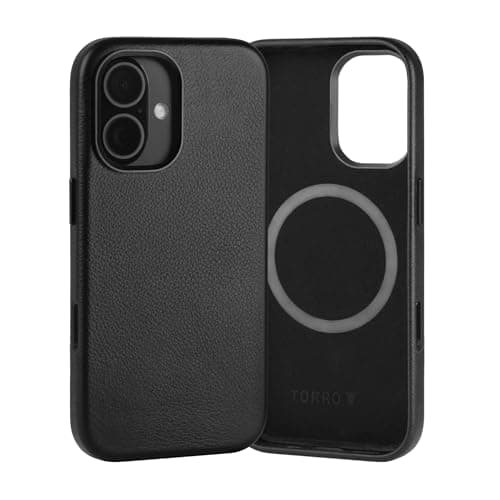 Image of TORRO Case Compatible with iPhone 16 – Premium Leather MagSafe Compatible, Slim Bumper Case (Black)