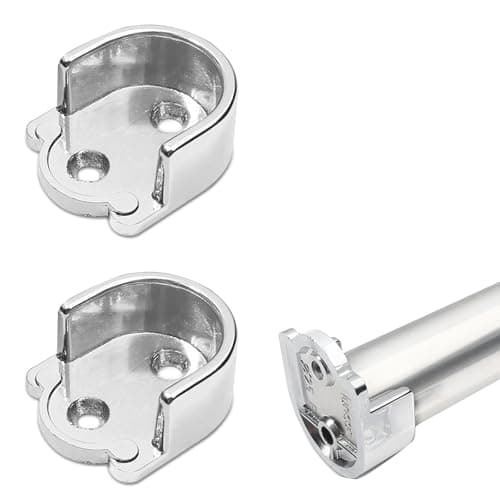Image of 2 Pcs Wardrobe Rail Bracket, 19mm Diameter Zinc Alloy Wardrobe Closet Rod Bracket, U Shaped Curtain Pole Brackets, Shower Curtain Rod Pole End Supports, for Bathroom and Wardrobe(Sliver)