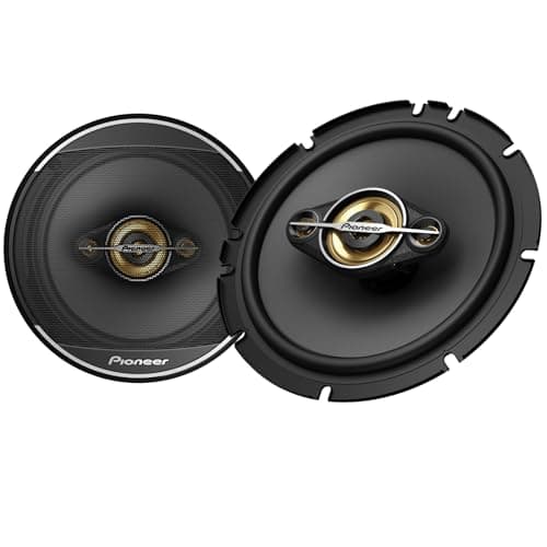 Image of PIONEER TS-A1681F, 4-Way Coaxial Car Audio Speakers, Full Range, Clear Sound Quality, Easy Installation and Enhanced Bass Response, Black and Gold Colored 6.5” Round Speakers