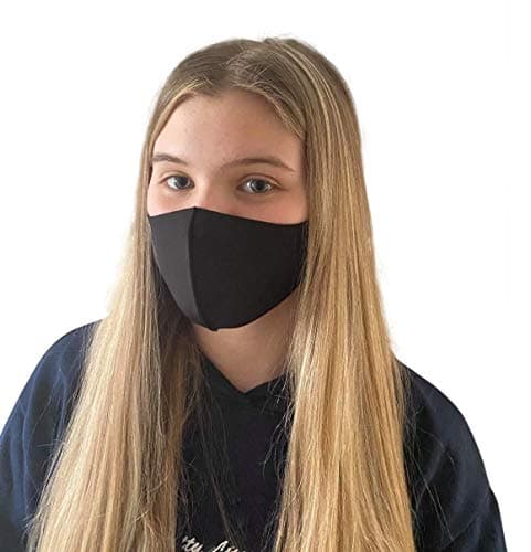 Image of Komonee Adults Black Face Mask Washable Reusable Dustproof Cloth Mouth Cover Covering For Men Women Outdoors Indoors Cycling Ski Protection