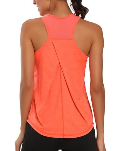 Image of Dawnrole Workout Tank Tops Women Gym Sport Sleeveless Running Tops Yoga Shirts Orange