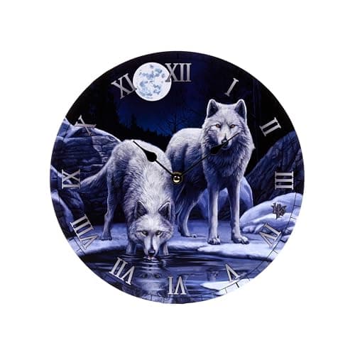 Image of Puckator Lisa Parker Warriors of Winter Wolf Picture Clock - Wall Clock Clocks - Mens Cute Cool Preppy Home Gaming Room Bedroom Office Decor Decoration - Asthetic Accessories Stuff Men Things