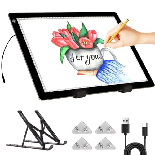 Image of A3 Light Box - Tracing Light Pad with Stand, Stepless Dimmable 3 Levels Brightness Board, Ultra-Thin LED Light Pad for Weeding Vinyl, Drawing, Diamond Painting, Sketching