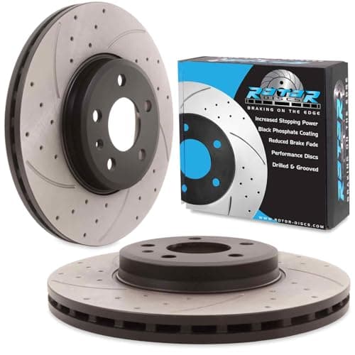 Image of Direnza Front Drilled Grooved 314mm Brake Discs Compatible with Audi A4 B8 B9 & A5 8T 07+
