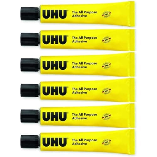 Image of UHU All Purpose Glue Adhesive - Liquid Synthetic Resin Adhesive - 20ml Tubes - Pack of 6 Tubes