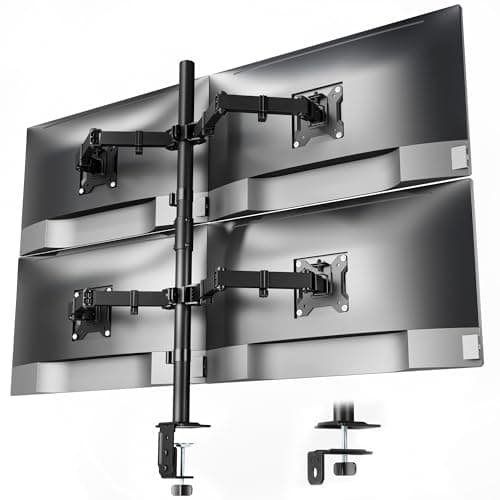 Image of monTEK Quad Monitor Stand Mount, Fully Adjustable Desk Mount for 4 Screen up to 17”-32” and 10KG Capacity Each Arm, Stable Monitor Arm with C Clamp and Grommet Base, VESA 75x75mm/100x100mm