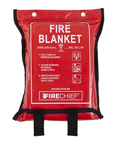 Image of Firechief SVB3/K100-P Premium Kitemarked Fire Blanket | Large Fire Blanket (1.2 m x 1.8 m) | Suited To Use In Kitchen, Study, Garage, Caravan