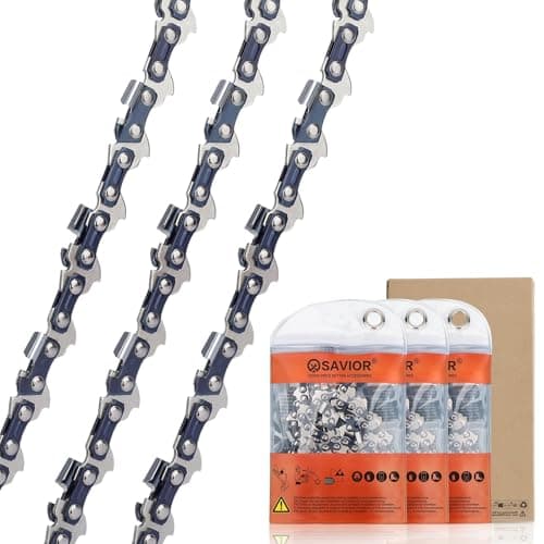 Image of Savior Chainsaw Chain for 16 Inch (40 cm) 57 Links, .050" Gauge, 3/8" LP, Low-Kickback Chains Compatible with Titan TTB355CHN TTL759CHN, Oregon, Black & Decker and More (91PJ057X), 3 Pack