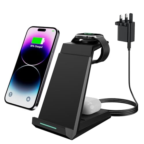 Image of Wireless Charger 3 in 1 - ADADPU 15W Fast Charging Station for Apple Watch Series 11 10/9/8/7/6/SE/5/4/3/2 Charger Stand for Multiple Devices iPhone 17/16/15/14/13/12/11 Pro Max/XS/XR/X/8 Airpods Pro