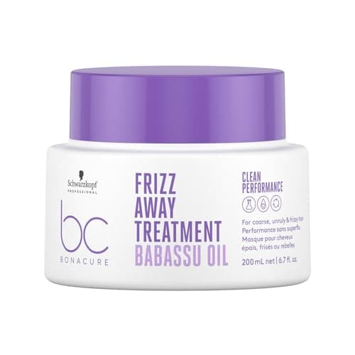 Image of Schwarzkopf Professional Bonacure Frizz Away Treatment Mask For Coarse Unruly Frizzy Hair Vegan Care Complex Babassu Oil Frizz Control Improved Manageability Nourishing Detangling 200 ml