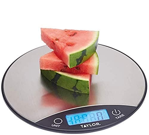 Image of Taylor Pro Digital Kitchen Food Scales, Compact Slimline Professional Standard with Tare Feature and Precision Accuracy, Brushed Stainless Steel Finish, Weighs 5 kg Capacity
