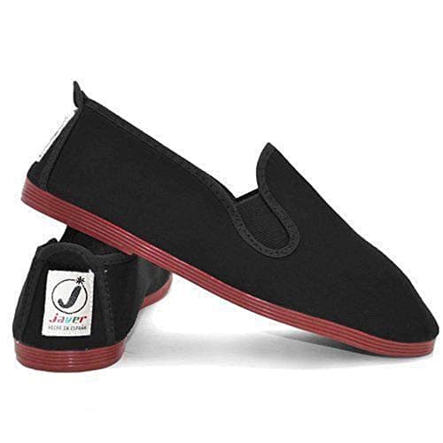 Image of FunkyFashion Unisex Womens Mens Ladies Javer Flossy Espadrilles Plimsoll Flat Shoes Pumps (40 (UK7), Black)