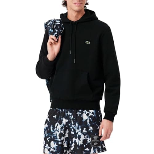 Image of Lacoste Men's Non-Brushed Fleece Hoodie, black/black, M