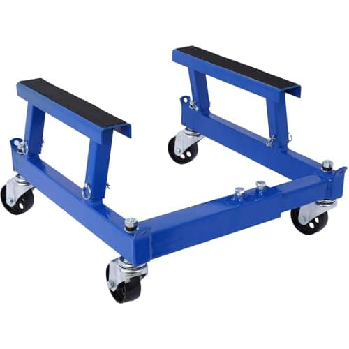 Image of Aptliton Adjustable Heavy Duty Motorcycle Engine Cradle Dolly - 1500 lbs Capacity, 4×360° Swivel Wheels, Steel Stand, Adjustable Height & Width, Rubber Pads, Tie-Down Points, Portable Storage for
