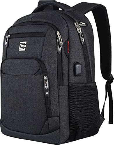 Image of KASIBON Laptop Backpack with USB Charging&Headphone Port,Anti-Theft Business Laptop Backpack with Breathable Padded Shoulder Strap, Water Resistant Computer Rucksack (Black, M)