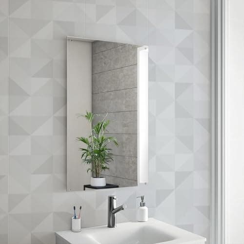 Image of Maison & White Frameless Bathroom Mirror – 45x60cm Wall Mounted Glass | Flush Rectangular Vanity Shaving Mirror for Bedroom, Hallway, Home Decor | Pre-Drilled with Fixings & Chrome Caps | M&W