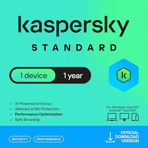 Image of Kaspersky Standard Anti-Virus 2026 | 1 Device | 1 Year | Advanced Security | Online Banking Protection | Performance Optimization | PC/Mac/Mobile | UK Online Code