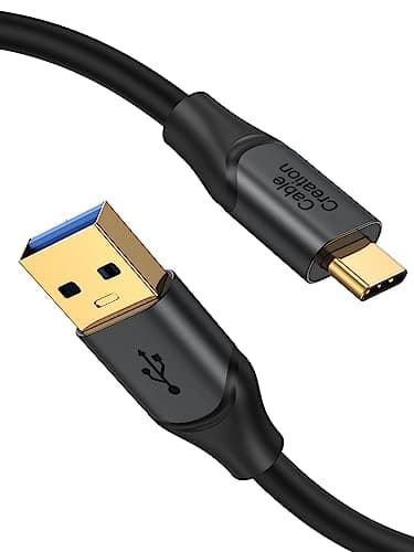 Image of CableCreation USB C to USB A Cable 0.3m/ 1ft, USB C to USB 3.1 USB 3.2 Gen2 10Gbps USB A to C Data Cable, Android Auto Cable 3A for USB C External SSD MacBook Pro iPad S21, etc,0.3m Gray