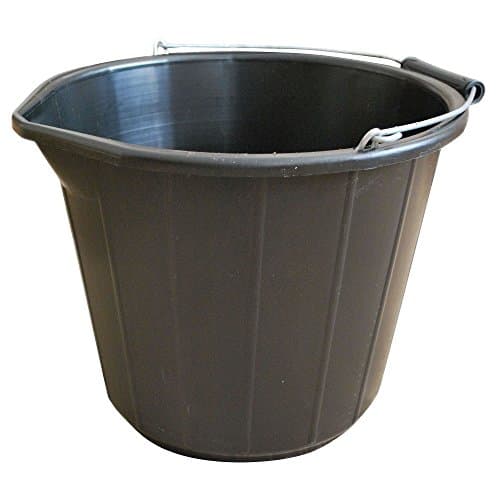 Image of Srendi® Black/Yellow Plastic Builders Bucket 3 Gallon 14 Litre Water Mixing Storage Strong with Handle Made in U.K. (Black, 1)