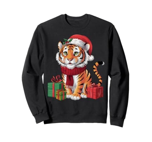 Image of Tiger Lover Xmas Holiday Santa Tiger Christmas Sweatshirt