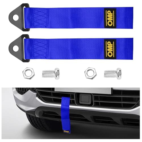 Image of Tow Rope,2Pcs Racing Car Trailer Sport Rope Towing Strap,High Strength Nylon Tow Strap with Heavy Duty Hook,Towing Eye Tuning Car Trailer Ropes Towing Belt for Vehicle Front Rear Bumper (Blue)