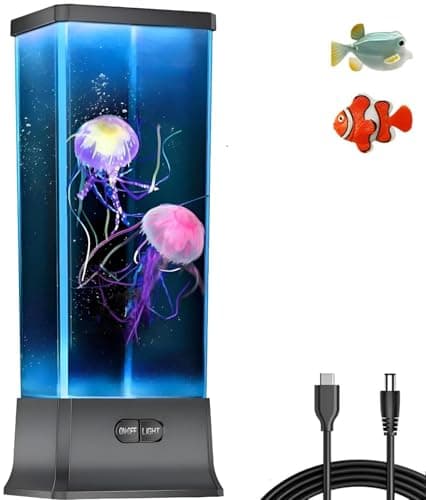 Image of COLORLIFE Cool Jellyfish Tank Aquarium Lamp Night Mood Light for Birthday Holiday Gifts for Boys Girls Men Wome Home Office Decoration Relaxion