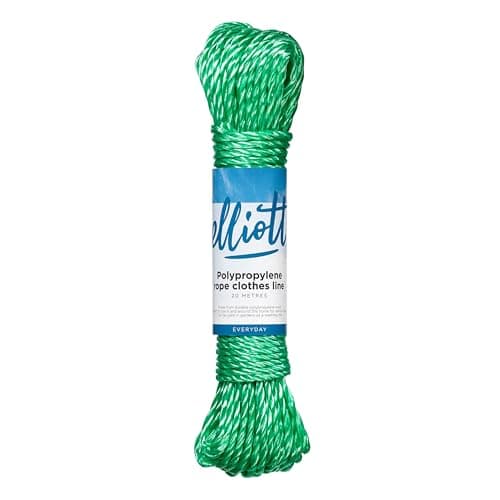 Image of Elliott Polypropylene Rope Clothes Line 20 Metres, Extra Strong, Weather and Rust resistant Washing Line. Laundry Essential for outdoor use, laundry rooms and camping, Green