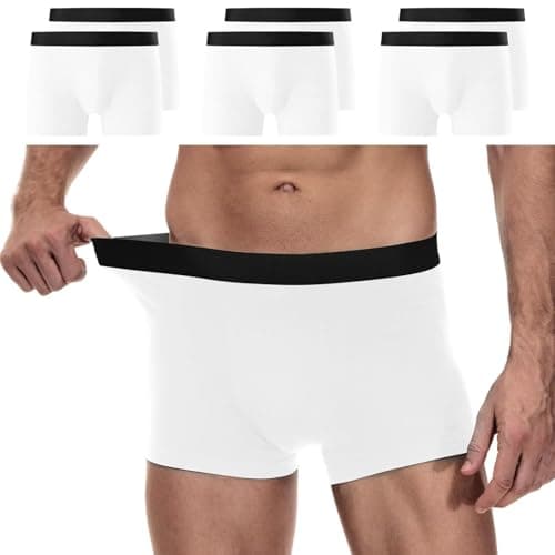 Image of YouShow Trunks Boxers for Men Multipack Cotton Mens Pants Underwear White Tagless Retro Underpants Meduim M 6 Pack