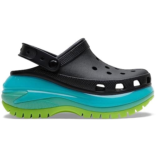 Image of Crocs Unisex Adult Mega Crush Clogs, Black/Multi, 8 Women/6 Men