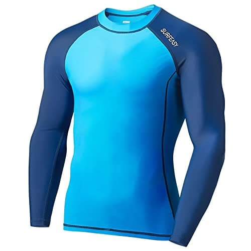 Image of SURFEASY Men's Rash Vest Swim Shirts, Quick Drying Rash Guard Swimming Surfing Rash Tops Shirts T-Shirt Long Sleeve(Royal Blue/Navy,XL)