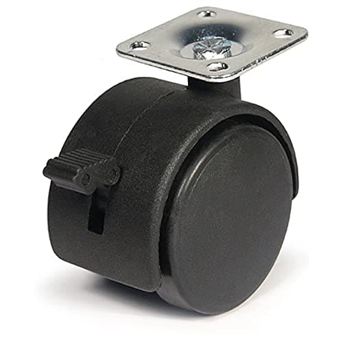 Image of Merriway® BH06025 (4 Pcs) Castor Caster Twin Wheel Plate Fix, Black 40mm with Brake - Pack of 4 Pieces