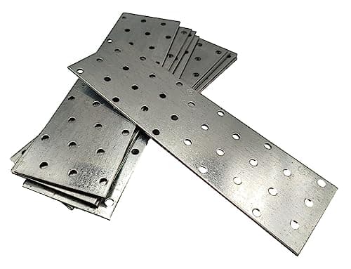 Image of Steel Timber Connector Flat Connecting Joining Plate Galvanised Z275g/m2 20μm Brace Bracket Heavy Duty Perforated Metal Sheet 8" x 2.3" (200 x 60 x 2mm) Pack of 10pcs