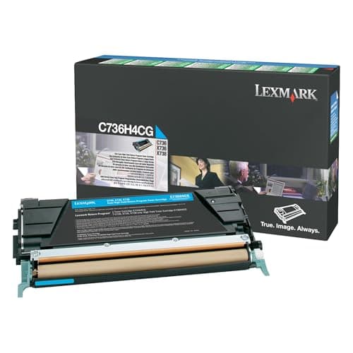 Image of Lexmark High Yield Cyan Return Program Toner Cartridge for US Government, 10000 Yield (C736H4CG)